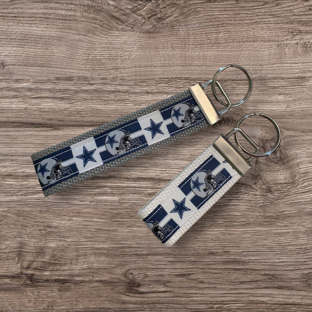Dallas Cowboys inspired Personalized  Key Fob wristlet  - 2 sizes available   FREE  personalization embroidery -  Football