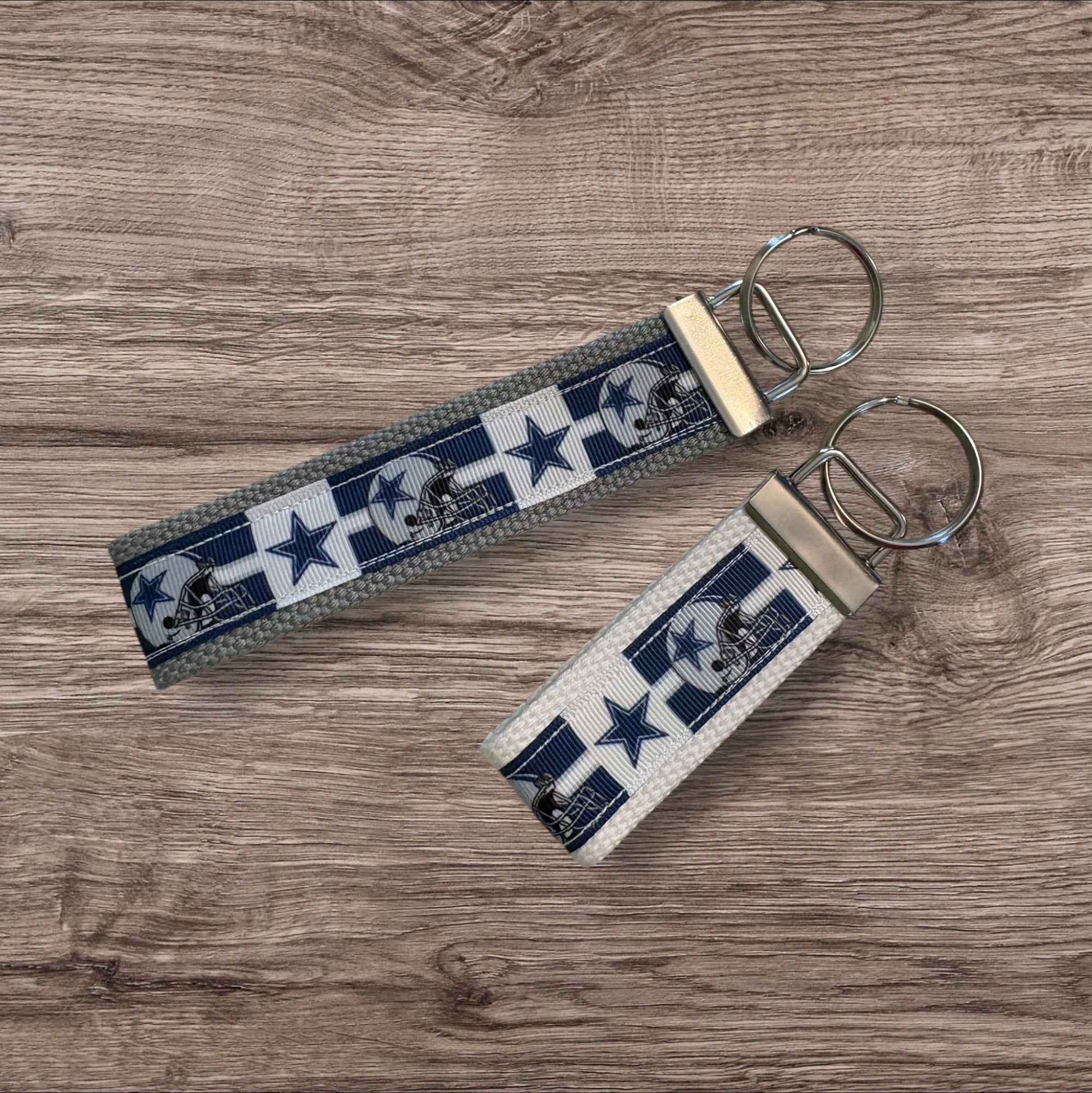 Dallas Cowboys inspired Personalized  Key Fob wristlet  - 2 sizes available   FREE  personalization embroidery -  Football