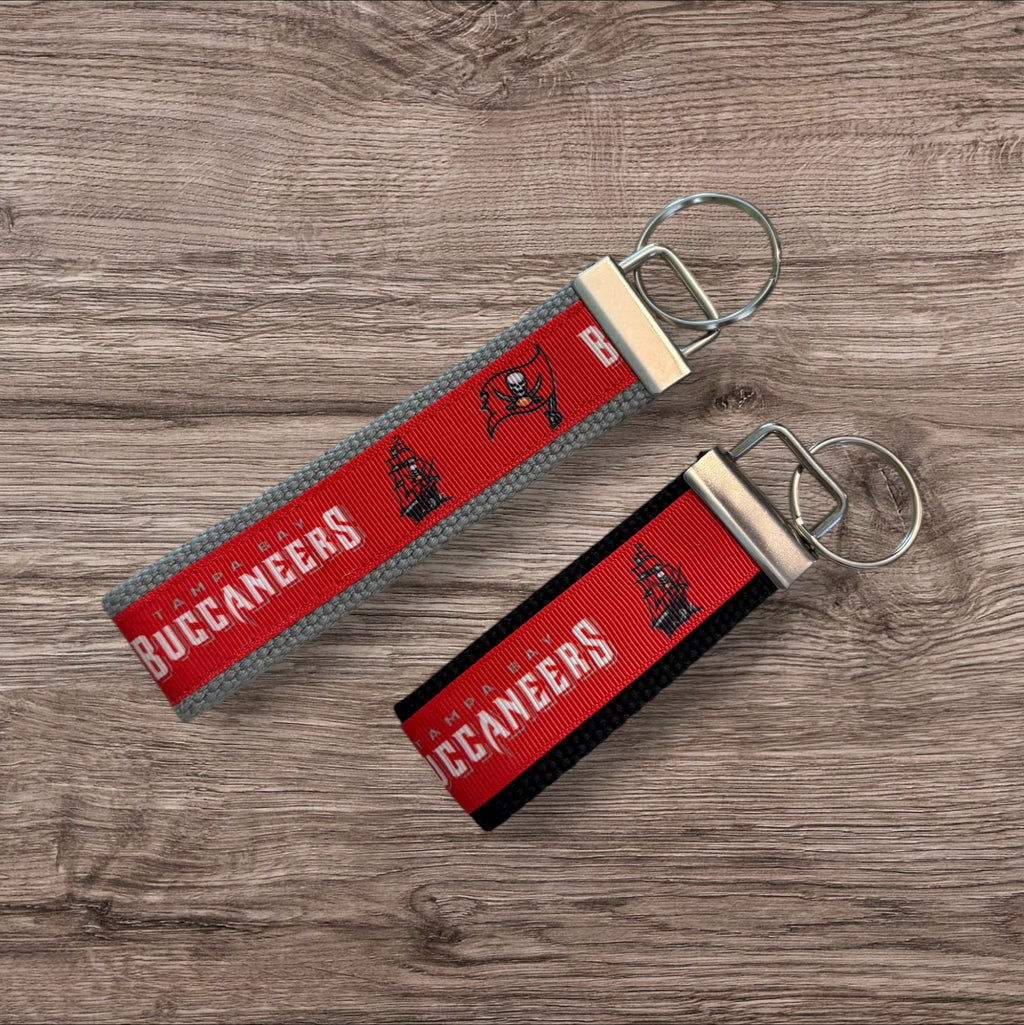 Tampa Bay Buccaneers inspired Personalized  Key Fob wristlet  - 2 sizes available   FREE  personalization embroidery -  Football