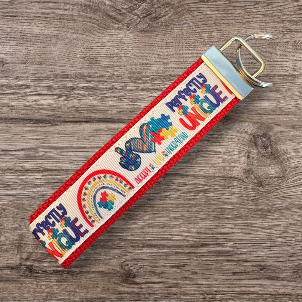 Personalized Autism Awareness inspired Key Fob or Wristlet - 2 sizes available ** Free Embroidery Available**