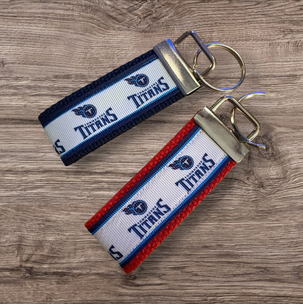 Tennessee Titans inspired Personalized  Key Fob wristlet  - 2 sizes available   FREE  personalization embroidery -  Football