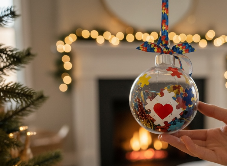 Autism Awareness Puzzle Piece 2025 Christmas Ornament | Personalized | Available in glass or plastic