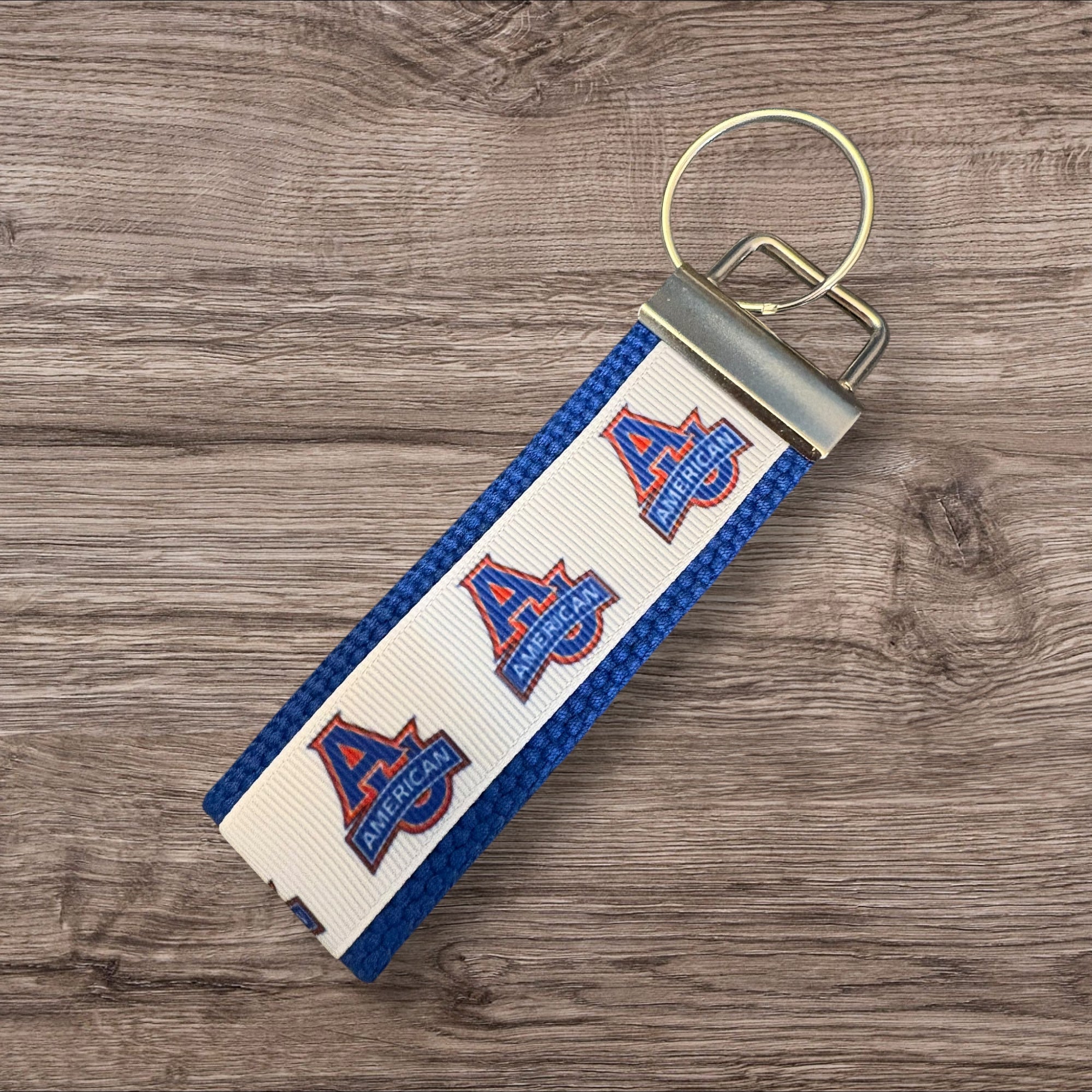 Personalized College / University inspired Key Fob  or  Wristlet American University - 2 sizes available  ** Free Embroidery Available**