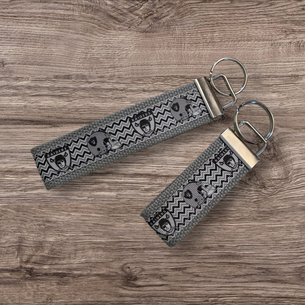 Oakland Raiders inspired Personalized  Key Fob wristlet  - 2 sizes available   FREE  personalization embroidery -  Football