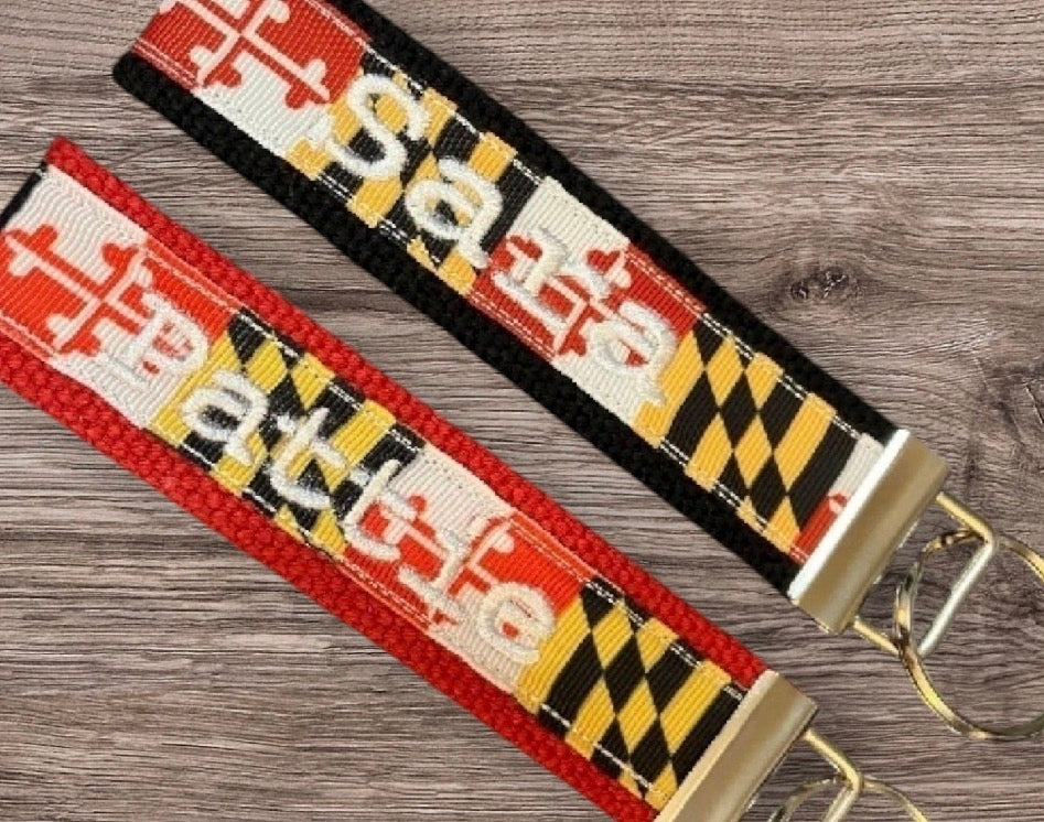 Personalized College / University  Inspired Keychain, key fob, luggage, alumni, merch  - Denison University 2 sizes available  ** Free Embroidery**