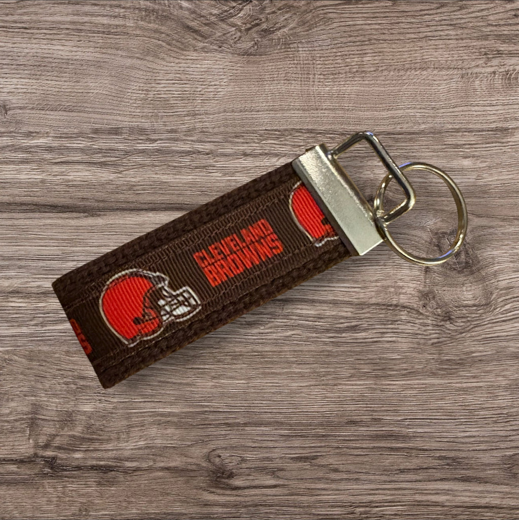 Cleveland Browns inspired Personalized  Key Fob wristlet  - 2 sizes available   FREE  personalization embroidery -  Football