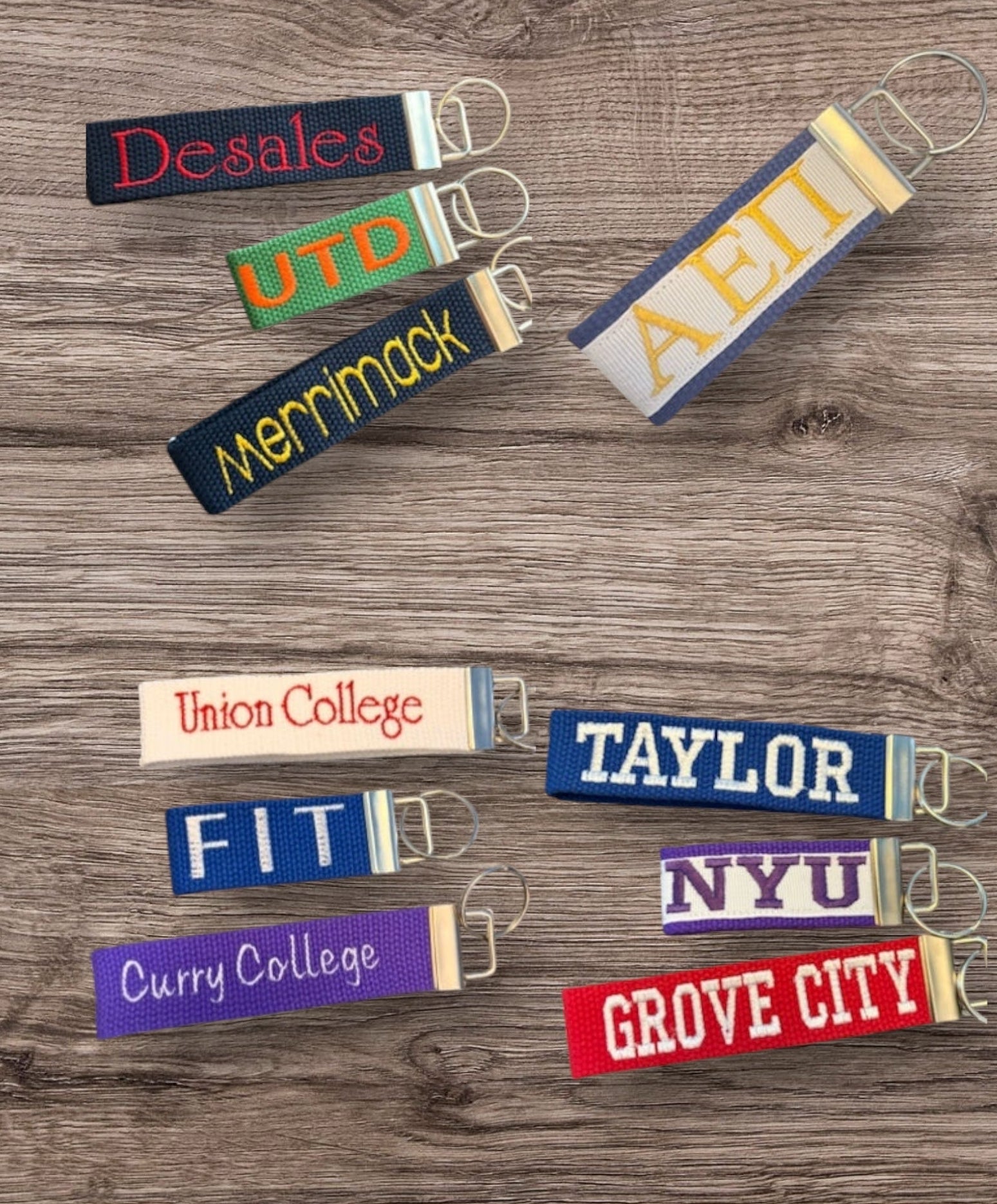 NAME YOUR SCHOOL - Personalized College / University inspired Key Fob or Wristlet - 2 sizes available