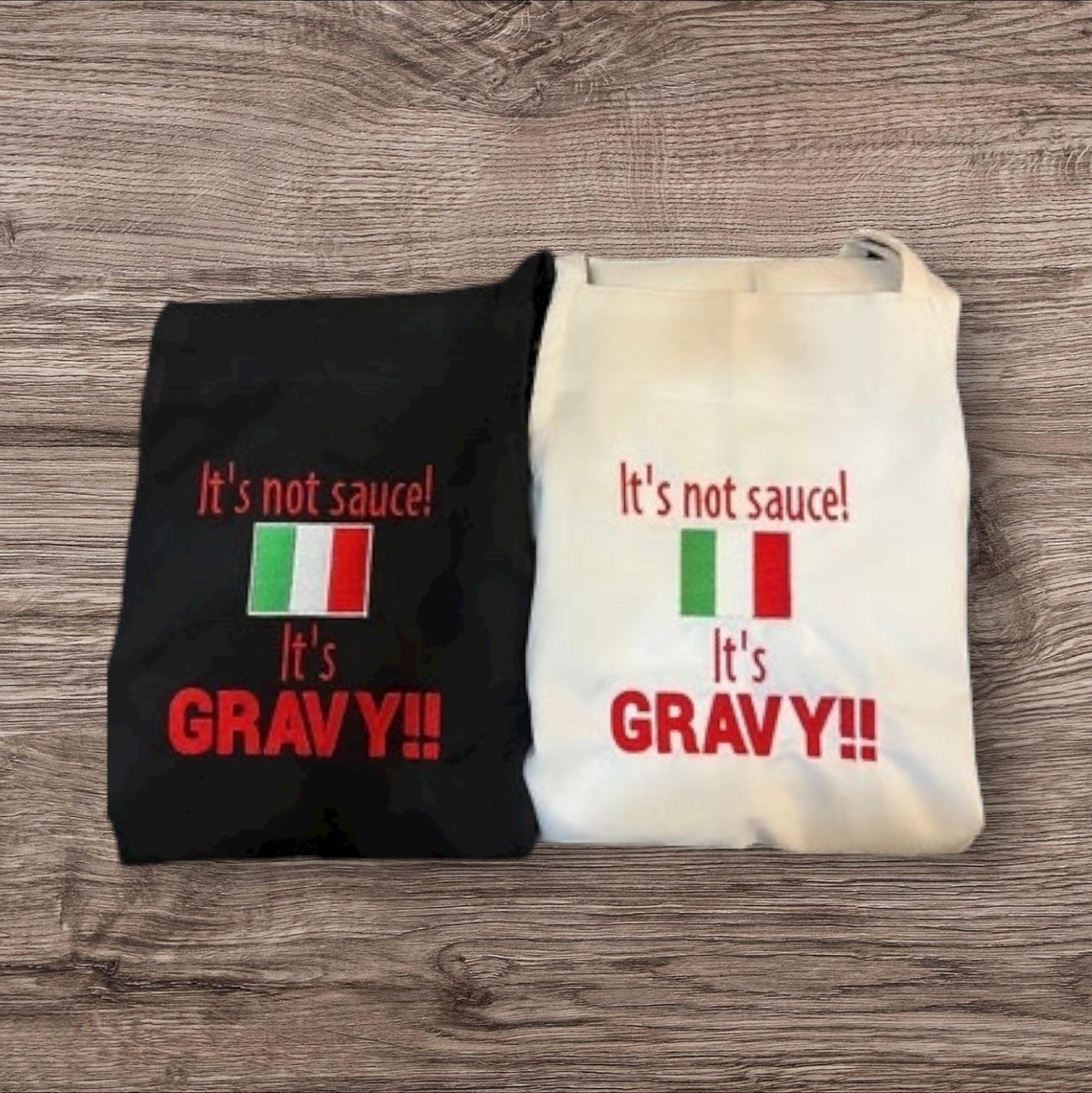 Italian Flag It’s Not Sauce, it’s Gravy - Embroidered FUNNY Aprons - FREE Personalization - adjustable -  2 colors Sauce or Gravy Debate