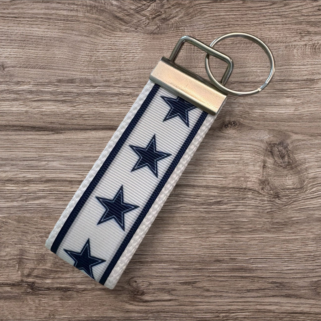 Dallas Cowboys inspired Personalized  Key Fob wristlet  - 2 sizes available   FREE  personalization embroidery -  Football