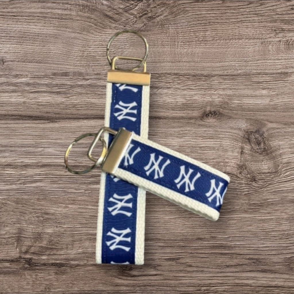 Personalized New York Yankees Inspired Baseball Key Fob or Wristlet: Embroidered Gift