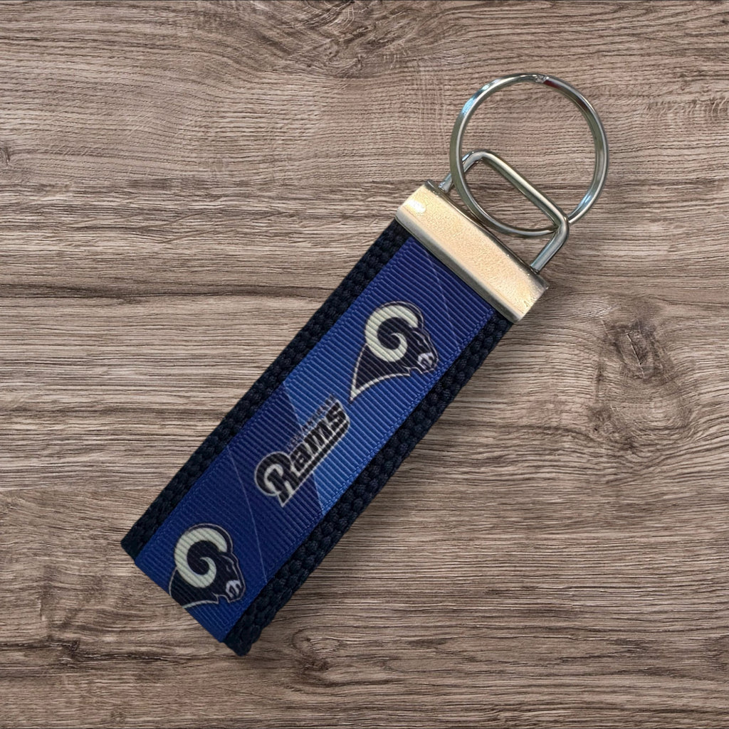 Los Angeles Rams inspired Personalized  Key Fob wristlet  - 2 sizes available   FREE  personalization embroidery -  Football