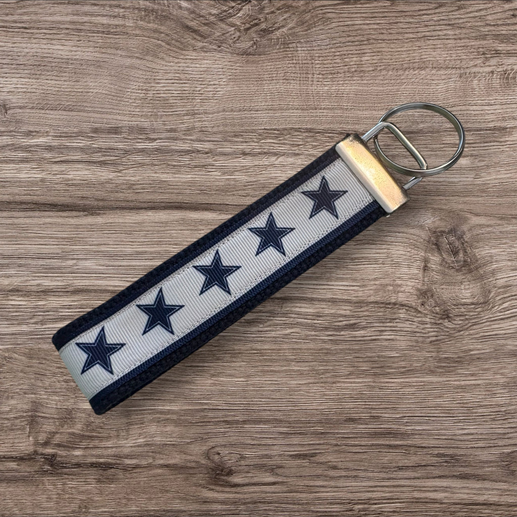 Dallas Cowboys inspired Personalized  Key Fob wristlet  - 2 sizes available   FREE  personalization embroidery -  Football