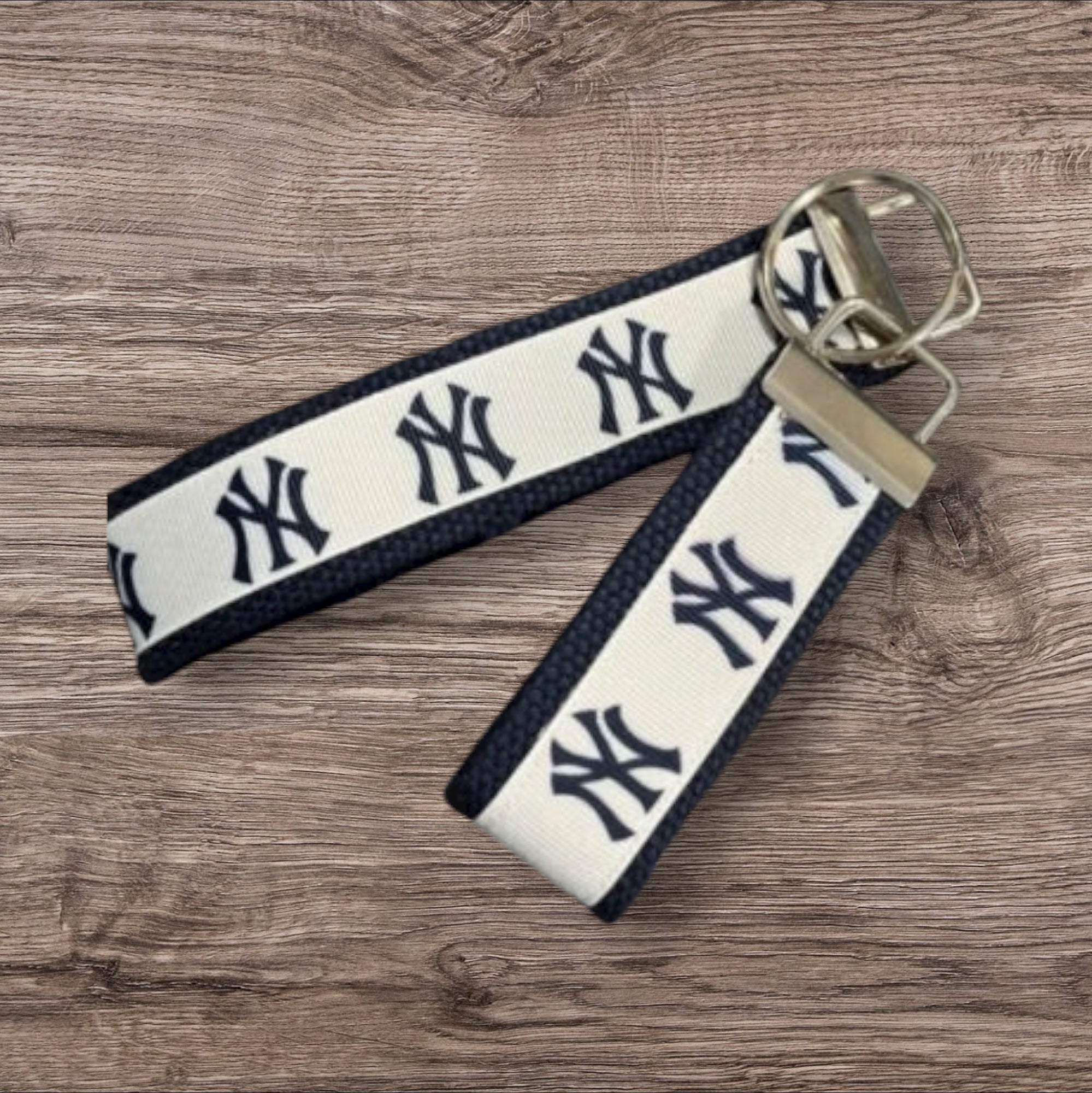Personalized New York Yankees Inspired Baseball Key Fob or Wristlet: Embroidered Gift