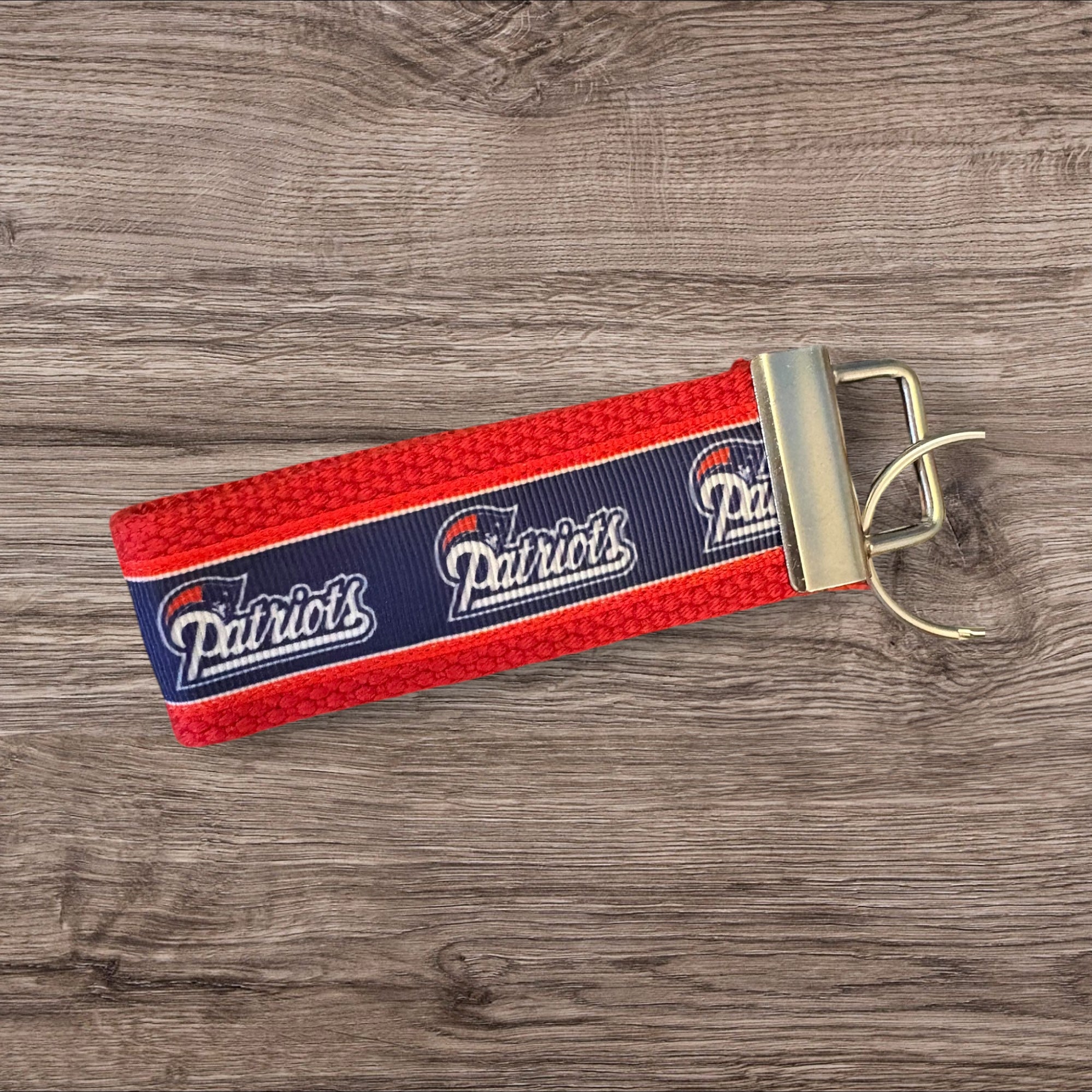New England Patriots inspired Personalized  Key Fob wristlet  - 2 sizes available   FREE  personalization embroidery -  Football