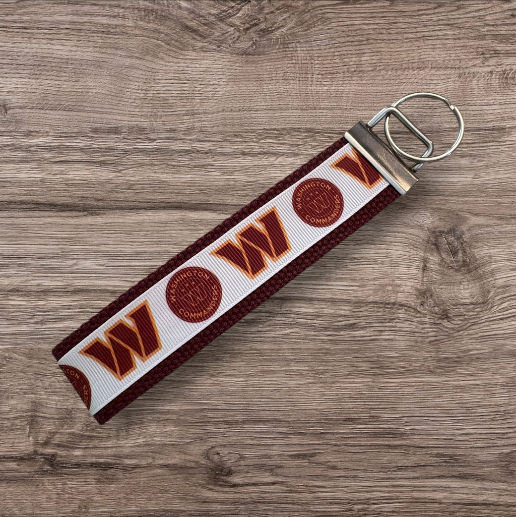 Washington Commanders inspired Personalized  Key Fob wristlet  - 2 sizes available   FREE  personalization embroidery -  Football