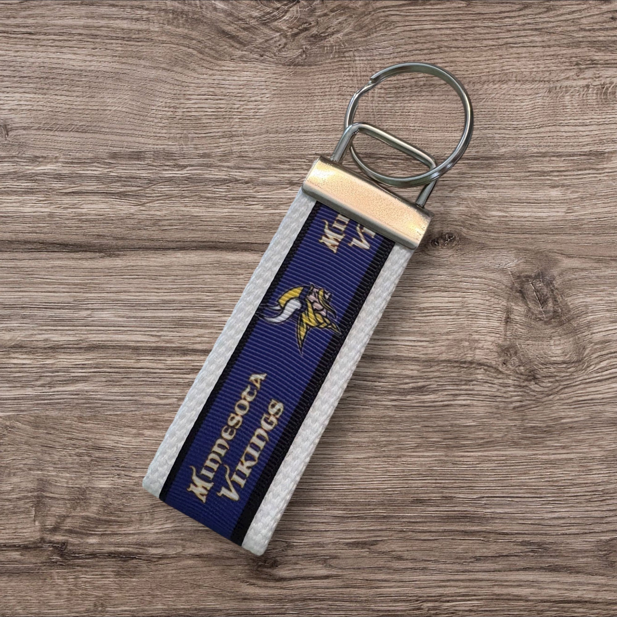 Minnesota Vikings inspired Personalized  Key Fob wristlet  - 2 sizes available   FREE  personalization embroidery -  Football