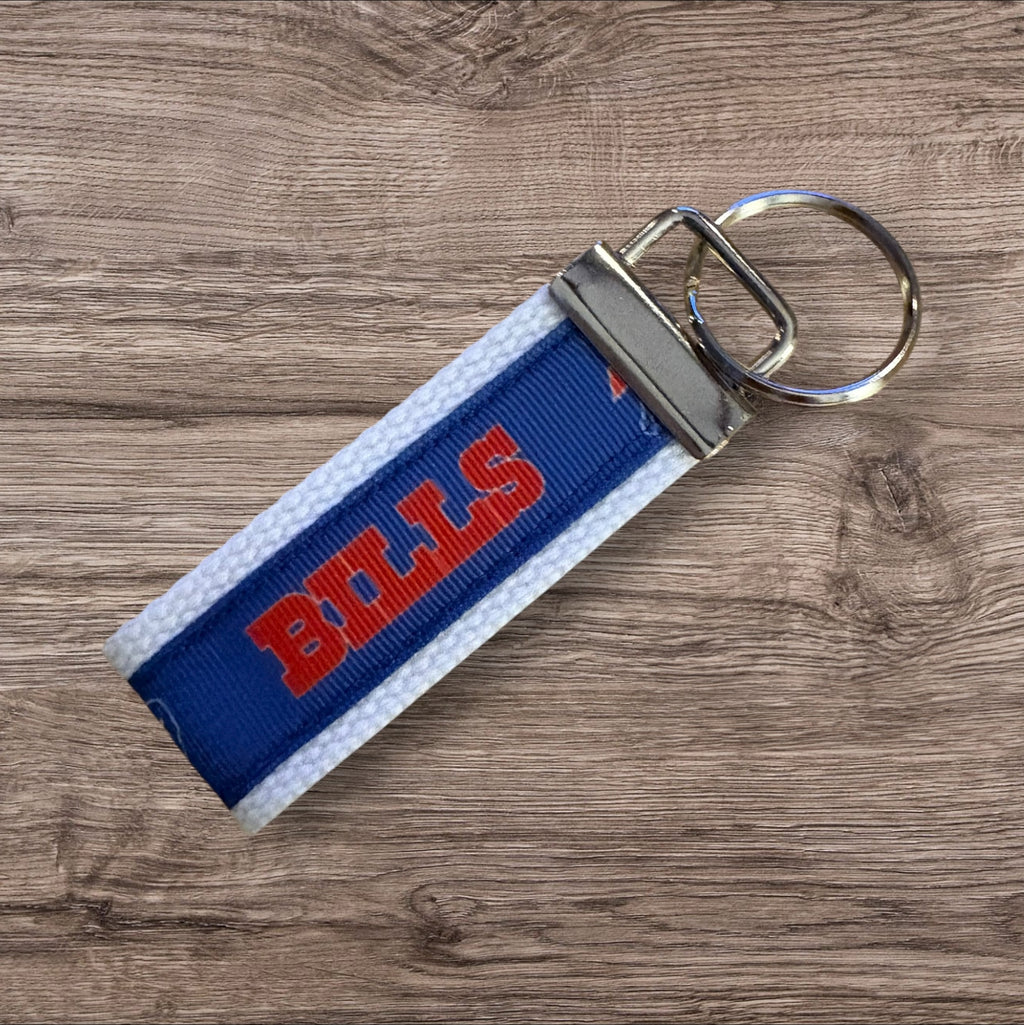 Buffalo Bills inspired Personalized  Key Fob wristlet  - 2 sizes available   FREE  personalization embroidery -  Football