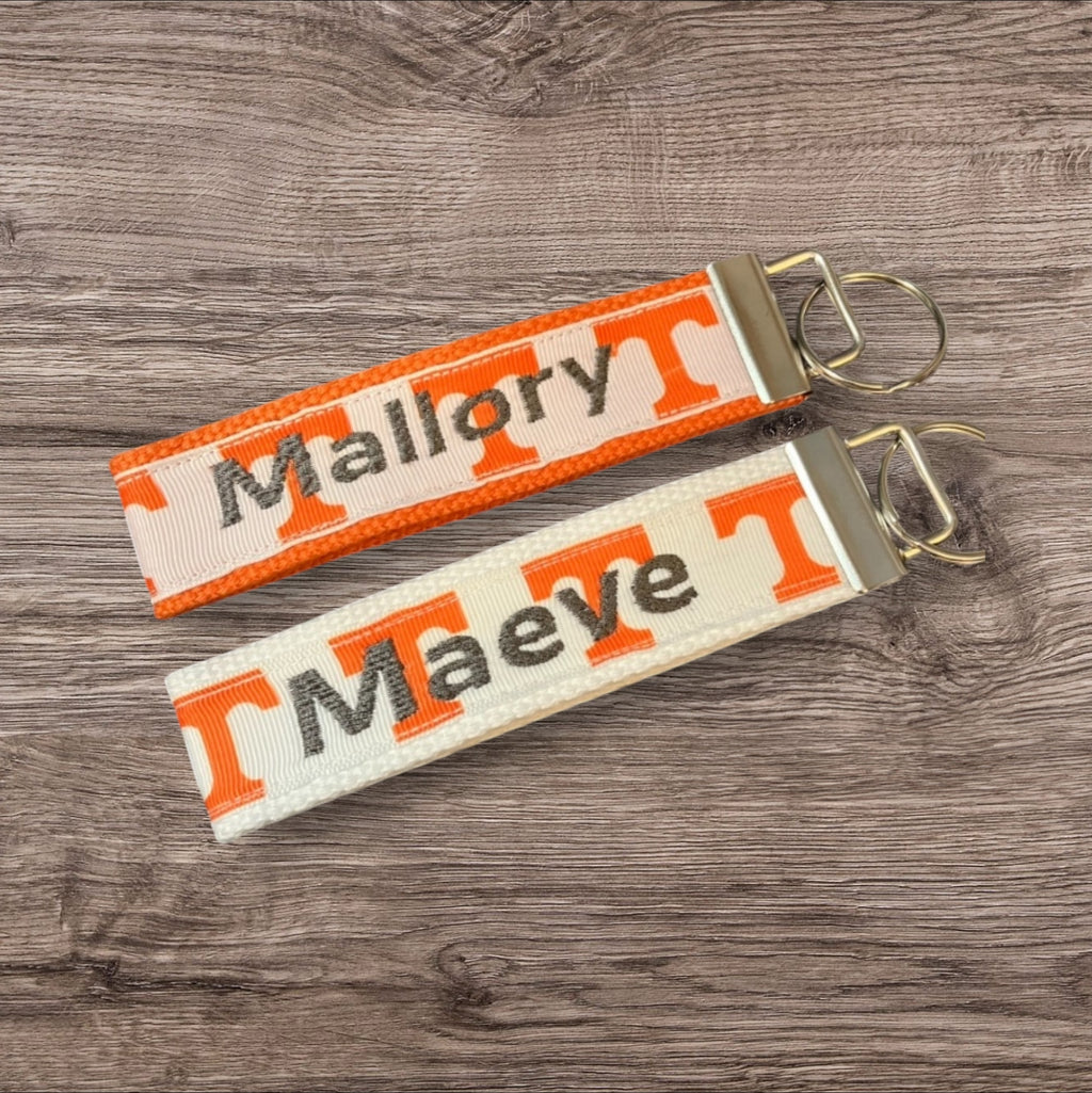 Personalized College / University  Inspired Keychain, key fob, luggage, alumni, merch  - University of Tennessee  2 sizes available  ** Free Embroidery**