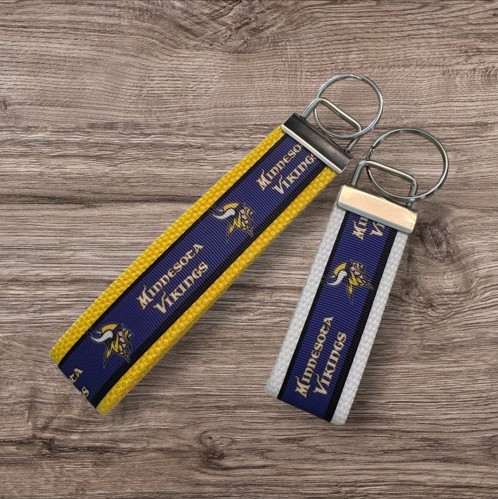 Minnesota Vikings inspired Personalized  Key Fob wristlet  - 2 sizes available   FREE  personalization embroidery -  Football