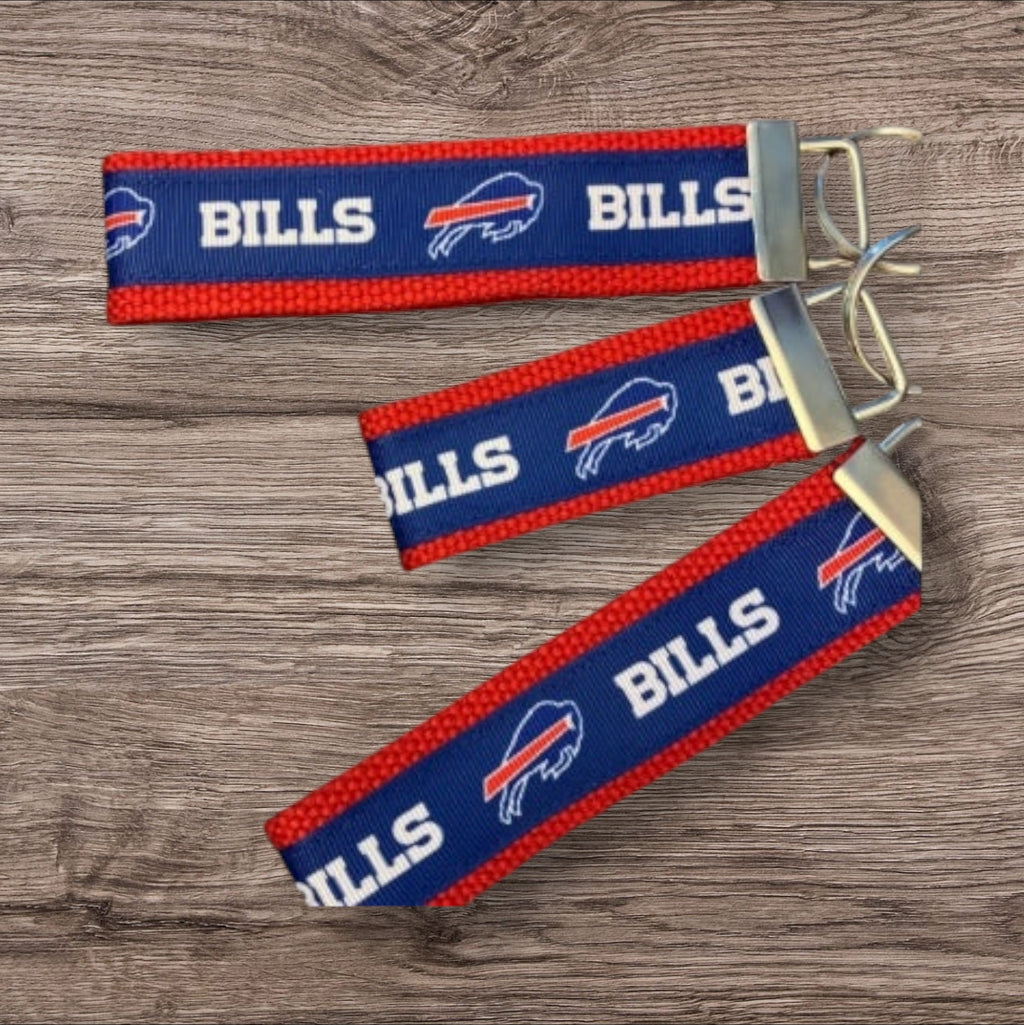 Buffalo Bills inspired Personalized  Key Fob wristlet  - 2 sizes available   FREE  personalization embroidery -  Football