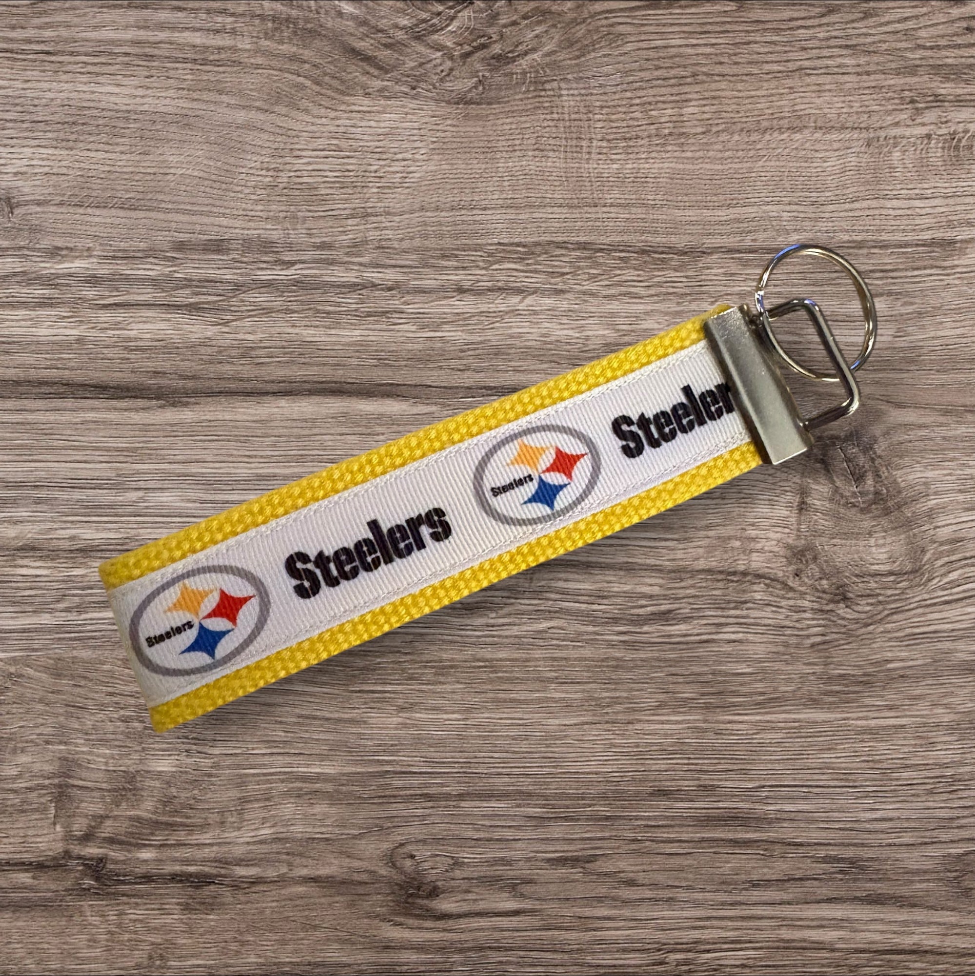 Pittsburgh Steelers inspired Personalized  Key Fob wristlet  - 2 sizes available   FREE  personalization embroidery -  Football