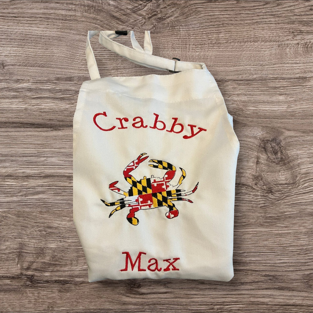 Personalized Maryland Flag Crab Apron: Adjustable Twill Apron