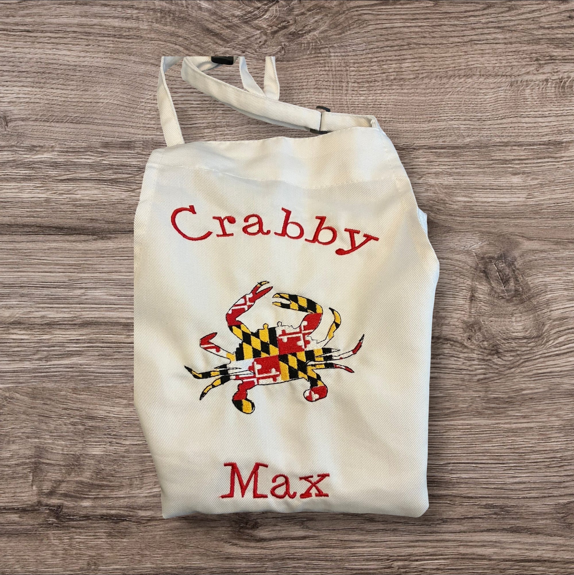 Personalized Maryland Flag Crab Apron: Adjustable Twill Apron