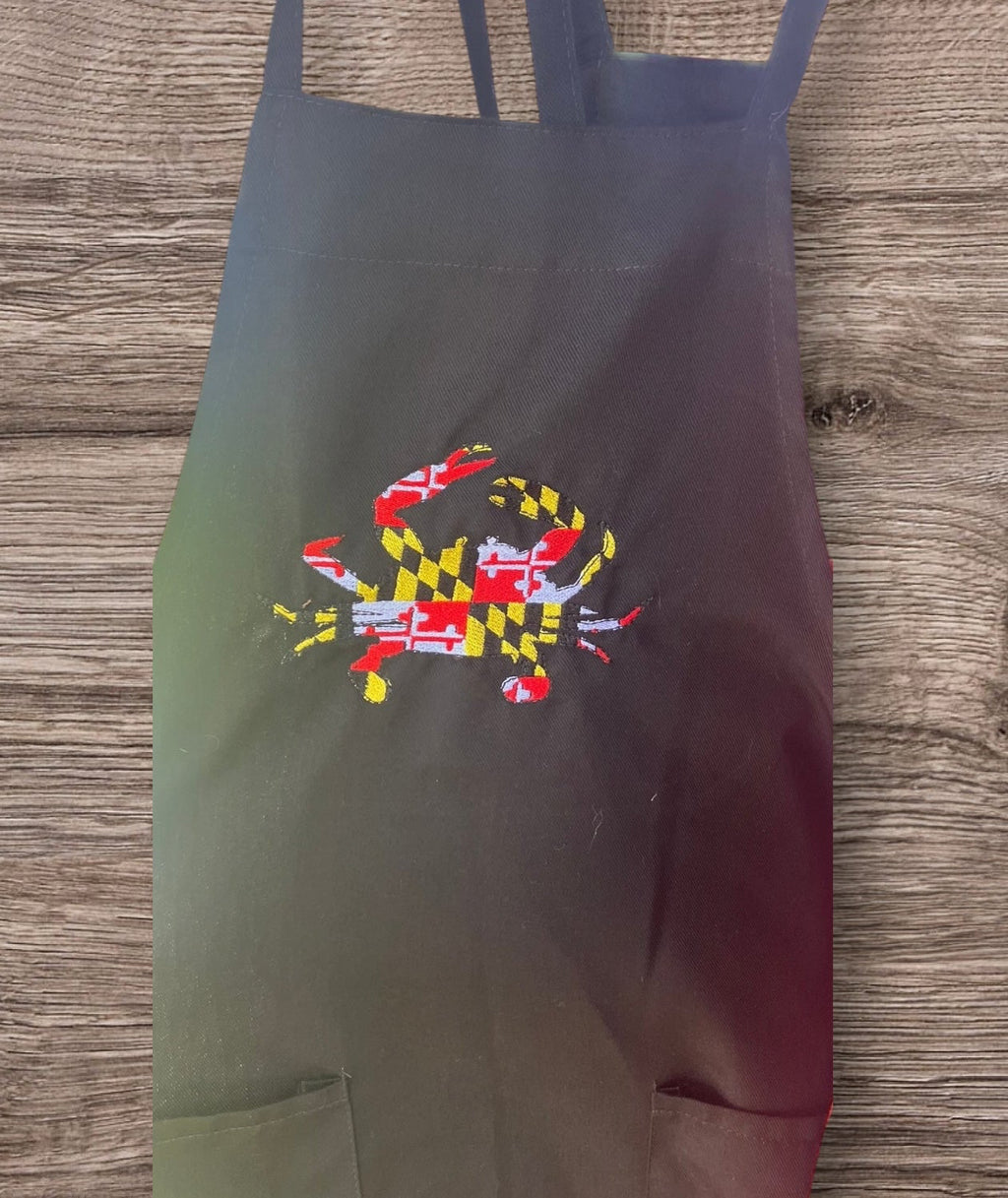 Personalized Maryland Flag Crab Apron: Adjustable Twill Apron