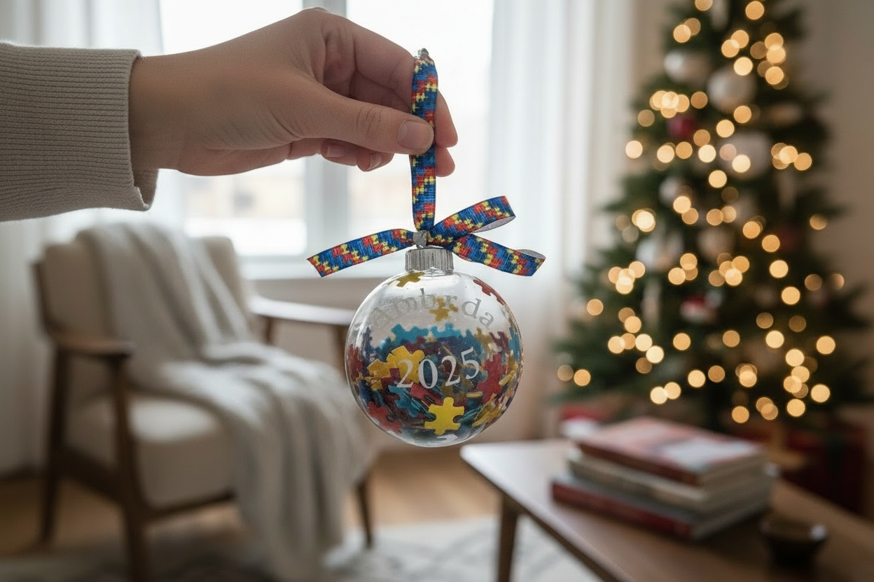 Autism Awareness Puzzle Piece 2025 Christmas Ornament | Personalized | Available in glass or plastic