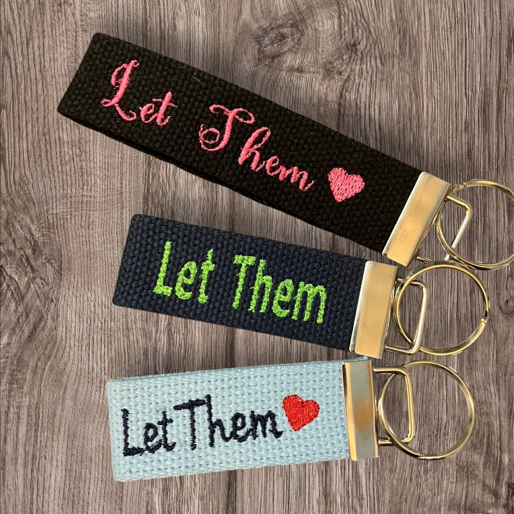 Let Them inspired Personalized & Customized embroidered Key Fob or Wristlet - 2 sizes available  ***Many colors and fonts  to choose from***