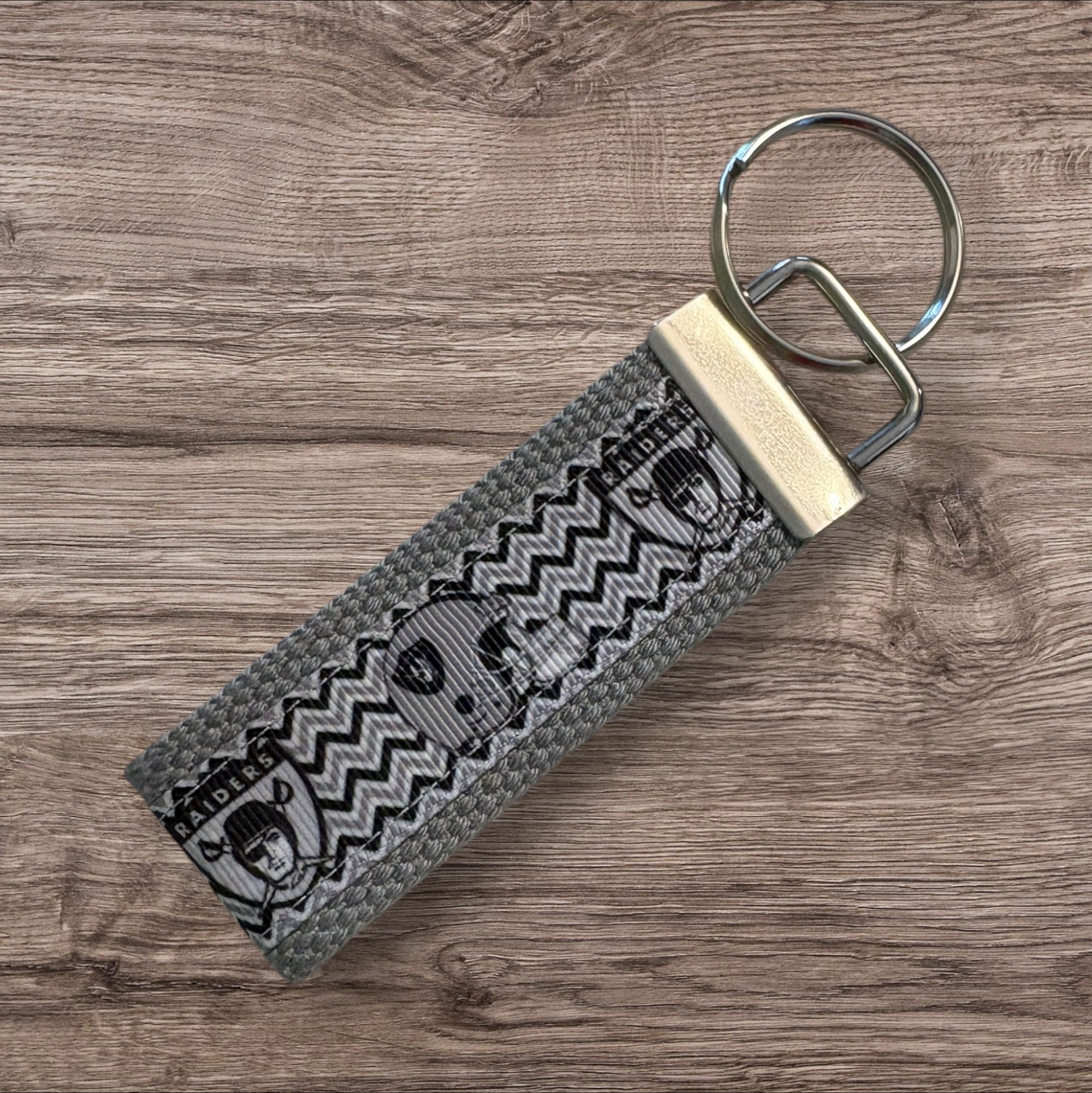 Oakland Raiders inspired Personalized  Key Fob wristlet  - 2 sizes available   FREE  personalization embroidery -  Football