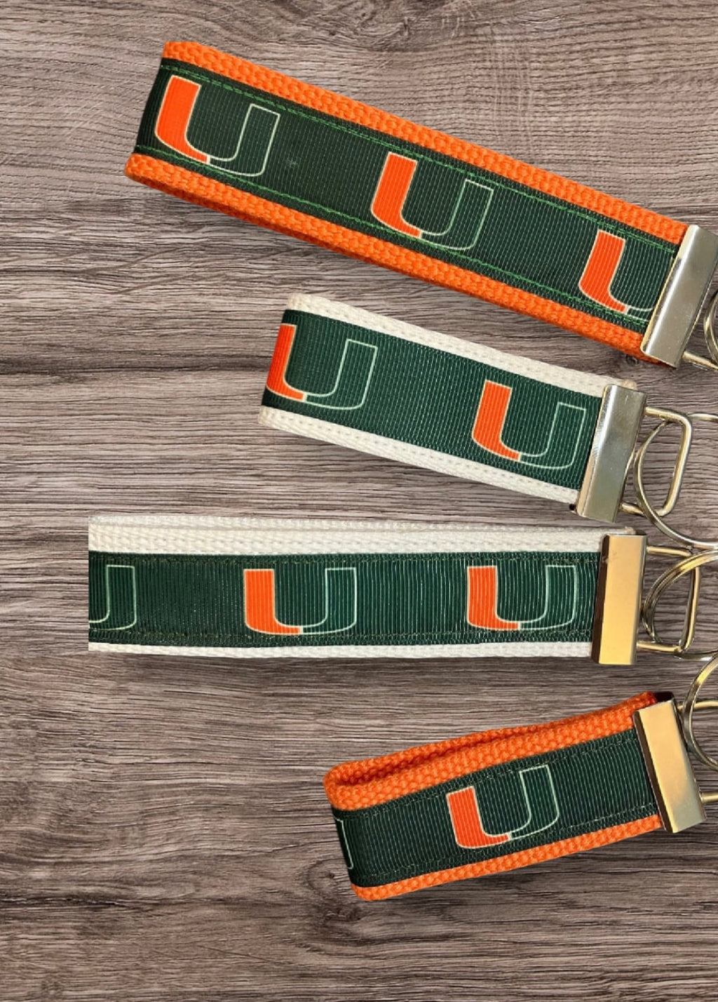 Personalized College / University  Inspired Keychain, key fob, luggage, alumni, merch  - University of MIami  2 sizes available  ** Free Embroidery**