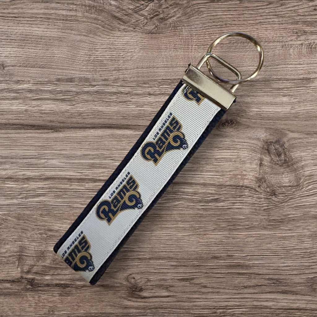 Los Angeles Rams inspired Personalized  Key Fob wristlet  - 2 sizes available   FREE  personalization embroidery -  Football