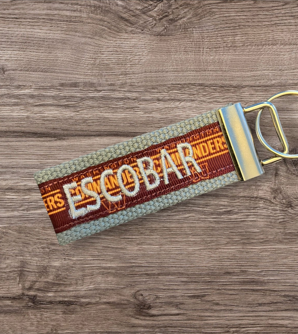 Washington Commanders inspired Personalized  Key Fob wristlet  - 2 sizes available   FREE  personalization embroidery -  Football