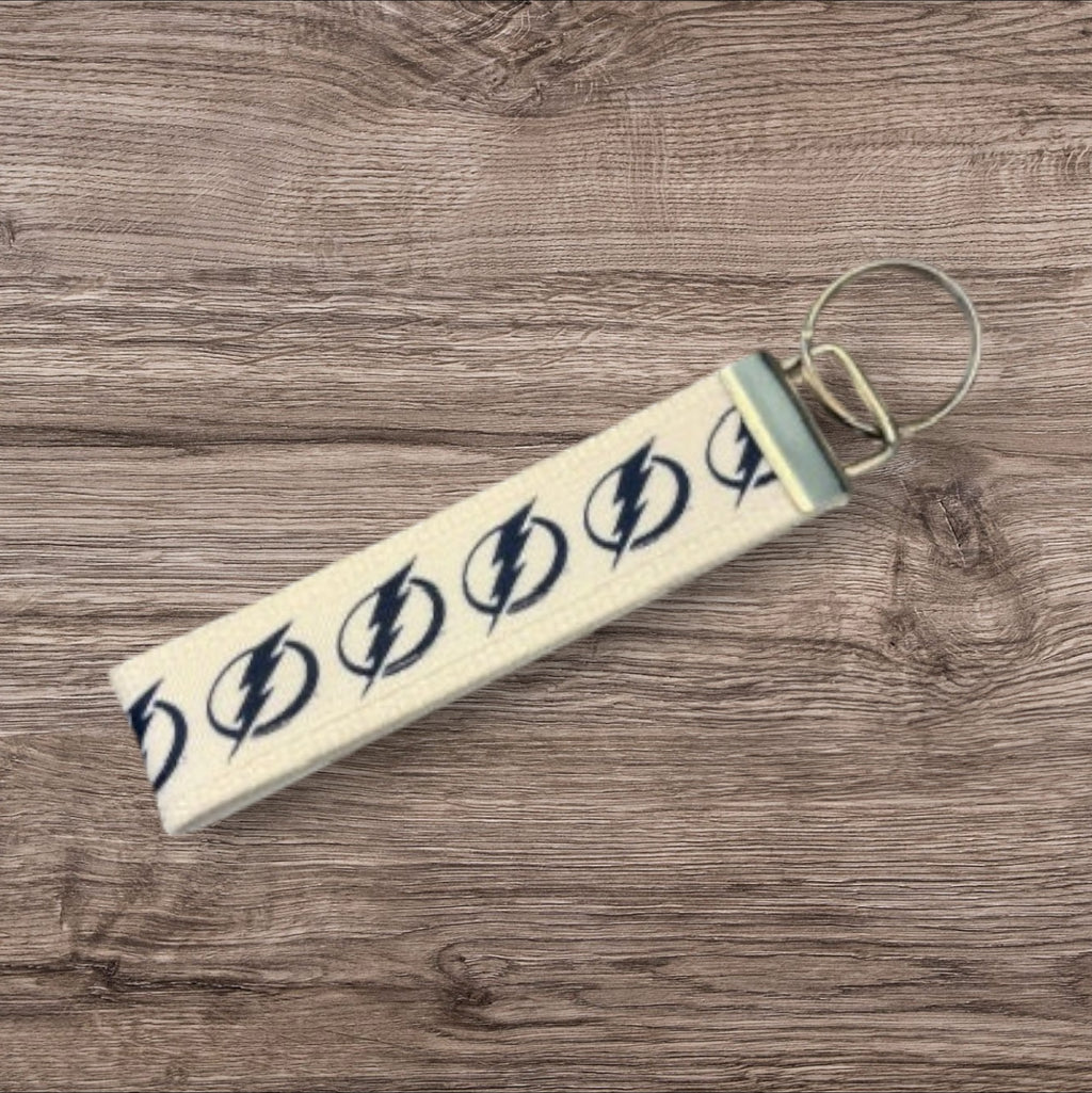 Personalized Tampa Bay Lightning Hockey Inspired Key Fob / Wristlet  -  2 sizes available  -  Ebroidery Available
