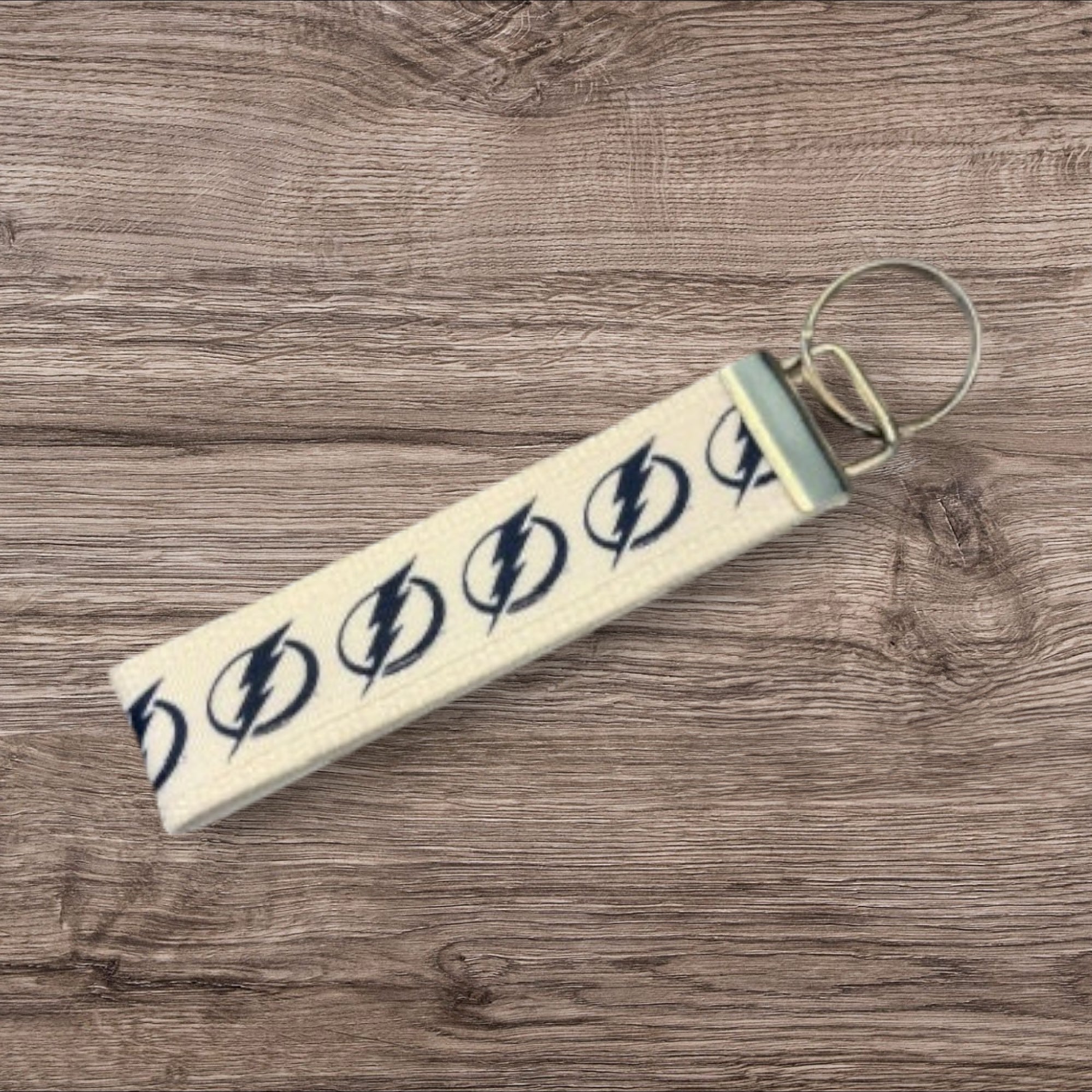 Personalized Tampa Bay Lightning Hockey Inspired Key Fob / Wristlet  -  2 sizes available  -  Ebroidery Available