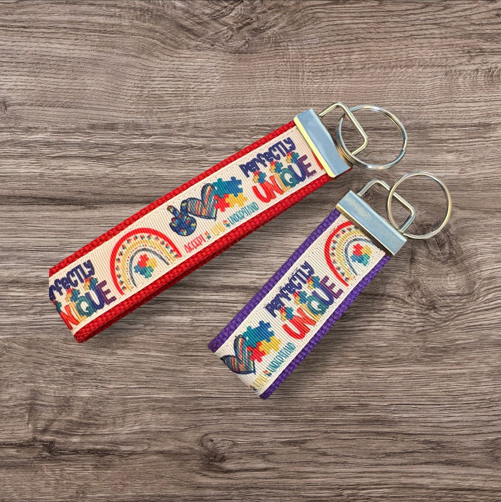 Personalized Autism Awareness inspired Key Fob or Wristlet - 2 sizes available ** Free Embroidery Available**