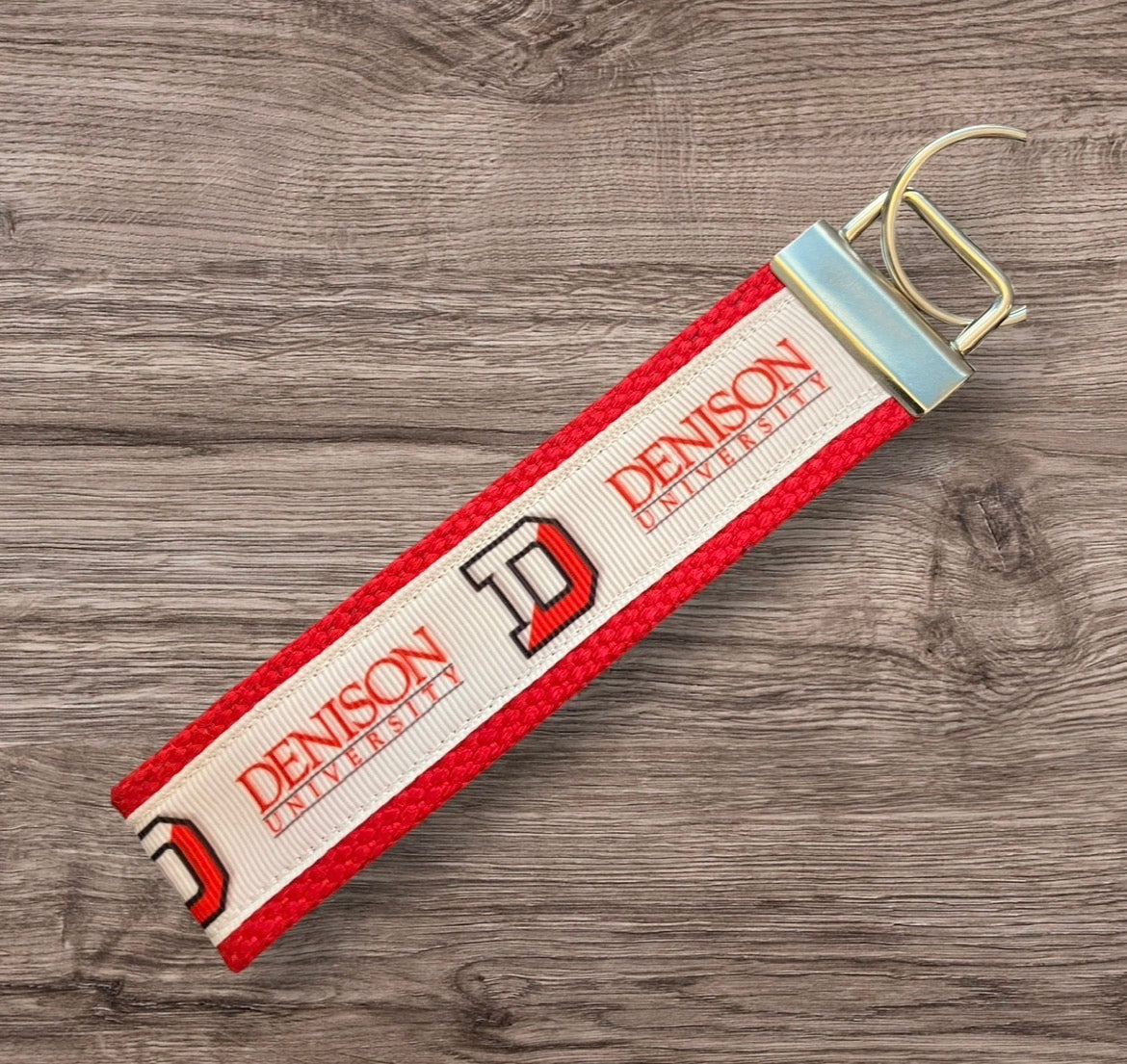 Personalized College / University  Inspired Keychain, key fob, luggage, alumni, merch  - Denison University 2 sizes available  ** Free Embroidery**