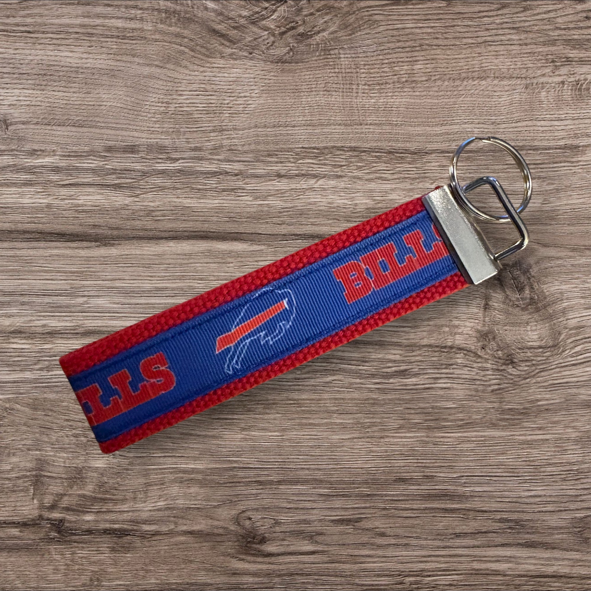 Buffalo Bills inspired Personalized  Key Fob wristlet  - 2 sizes available   FREE  personalization embroidery -  Football
