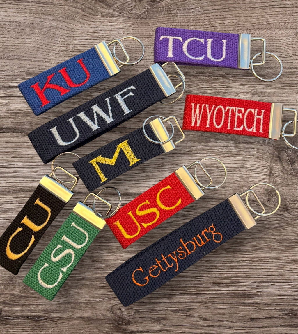 NAME YOUR SCHOOL - Personalized College / University inspired Key Fob or Wristlet - 2 sizes available
