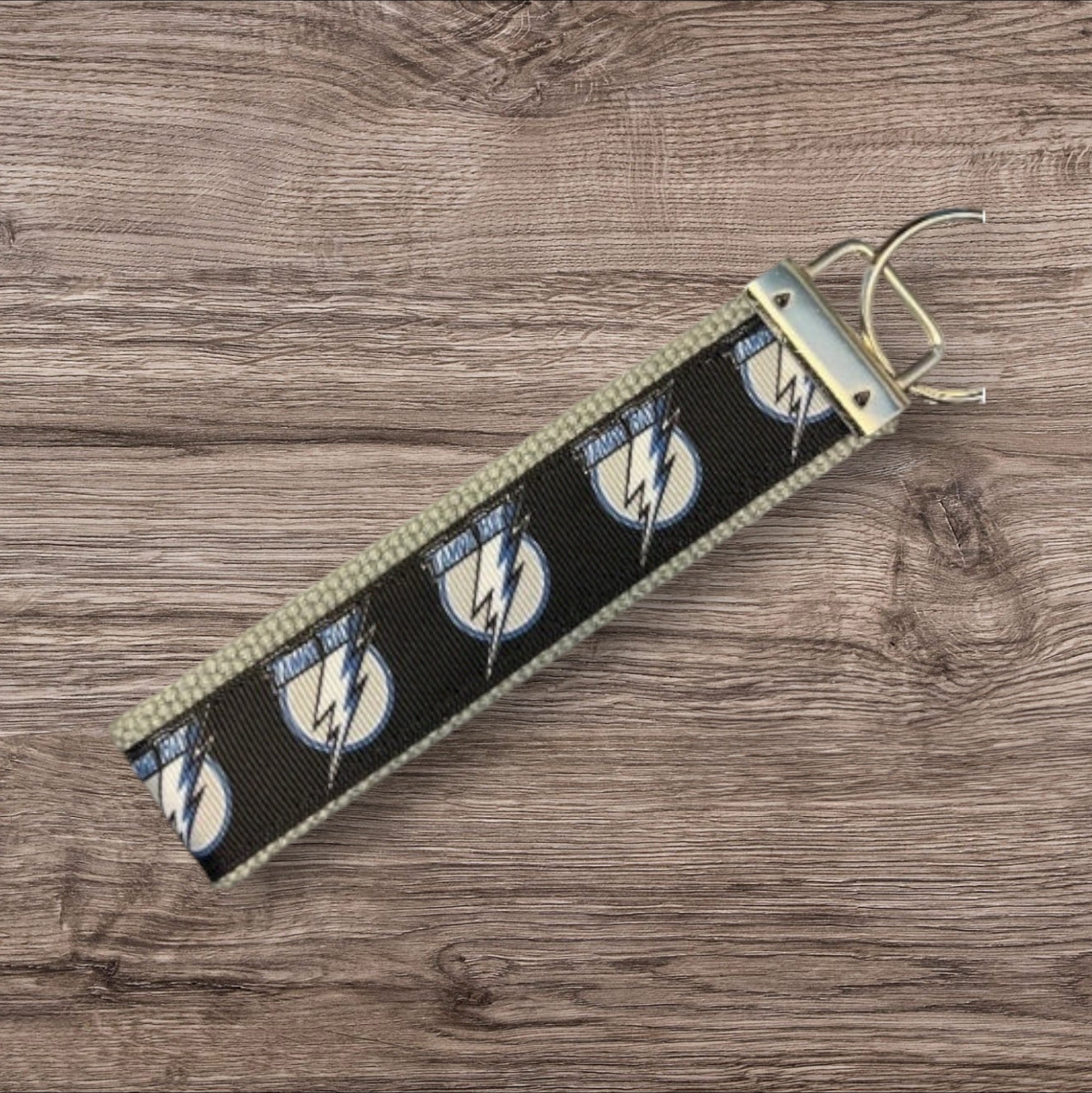 Personalized Tampa Bay Lightning Hockey Inspired Key Fob / Wristlet  -  2 sizes available  -  Ebroidery Available