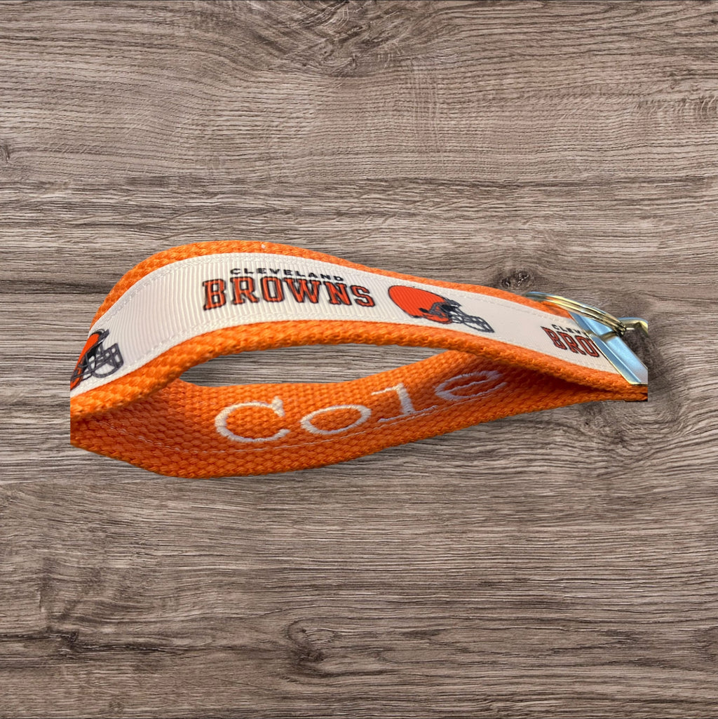 Cleveland Browns inspired Personalized  Key Fob wristlet  - 2 sizes available   FREE  personalization embroidery -  Football