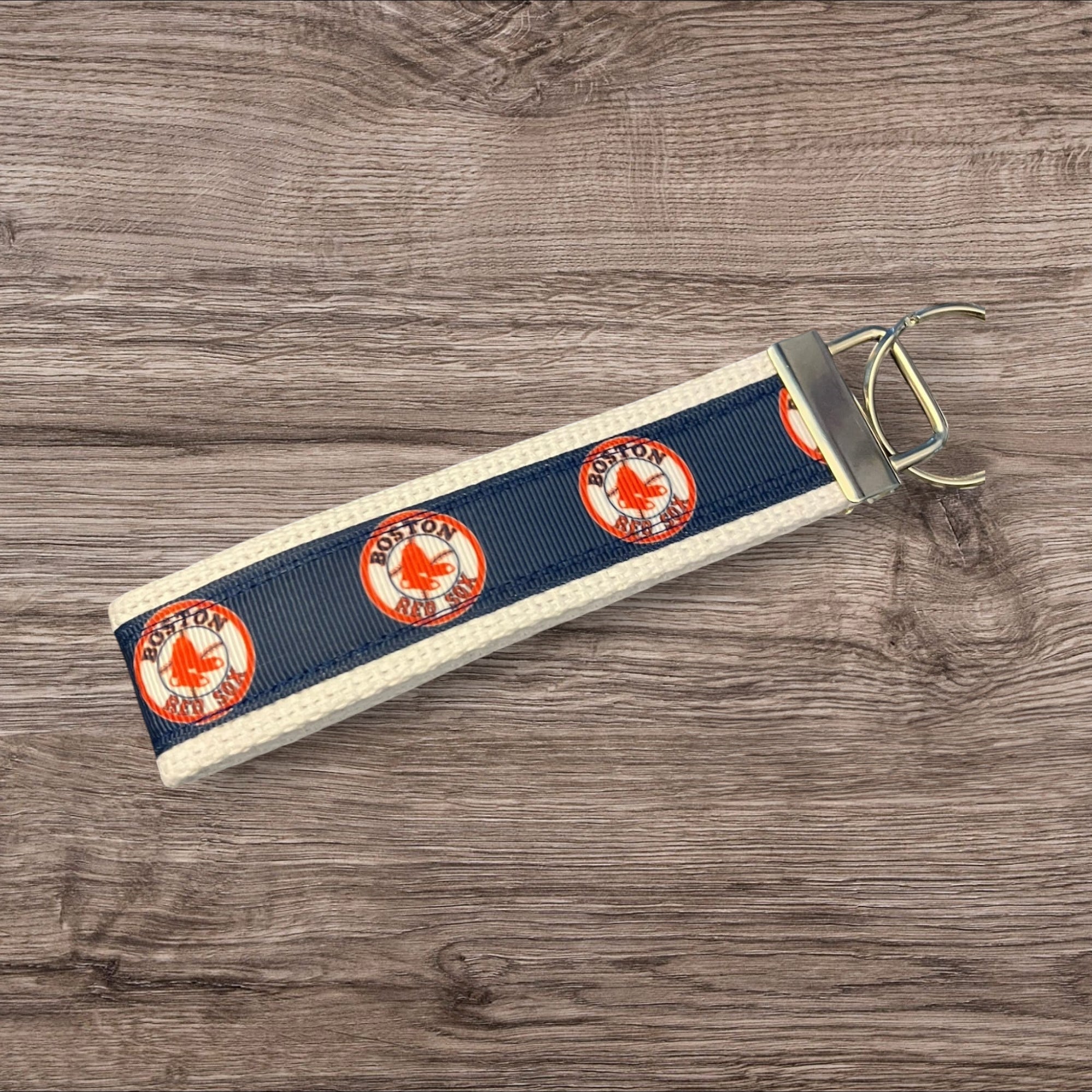 Personalized Boston Red Sox Inspired Baseball Key Fob or Wristlet: Embroidered Gift