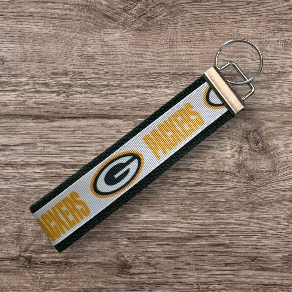 Green Bay Packers inspired Personalized  Key Fob wristlet  - 2 sizes available   FREE  personalization embroidery -  Football