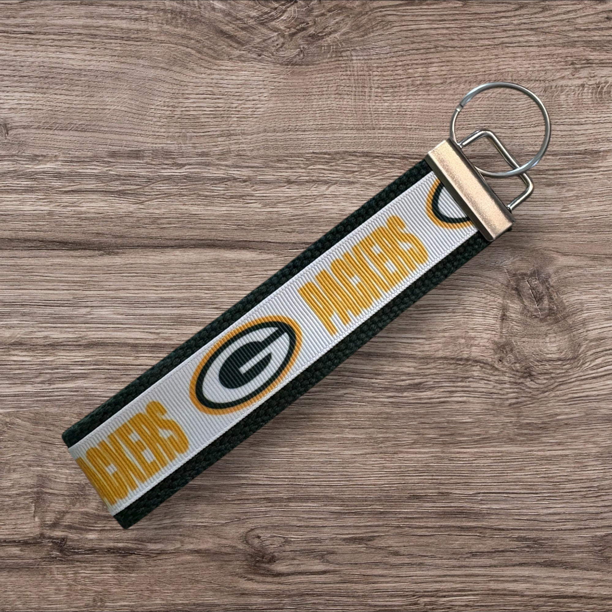 Green Bay Packers inspired Personalized  Key Fob wristlet  - 2 sizes available   FREE  personalization embroidery -  Football