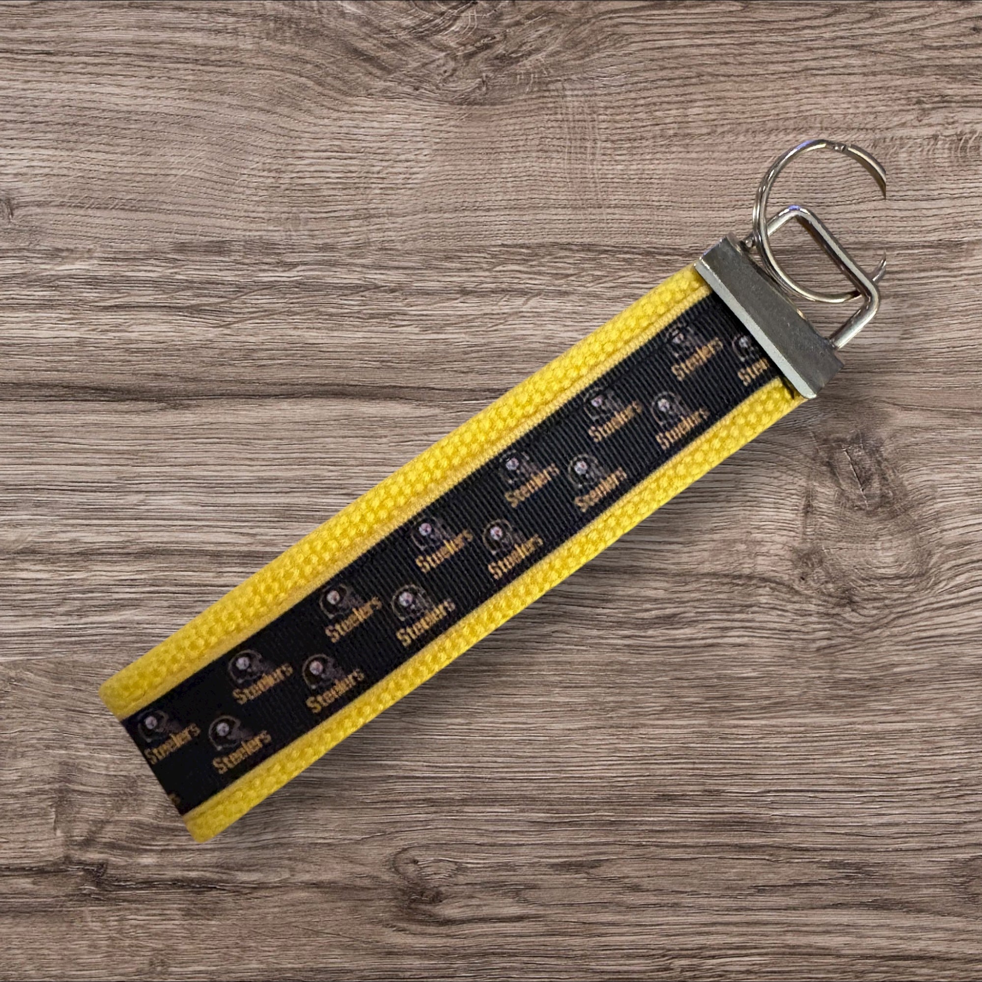 Pittsburgh Steelers inspired Personalized  Key Fob wristlet  - 2 sizes available   FREE  personalization embroidery -  Football