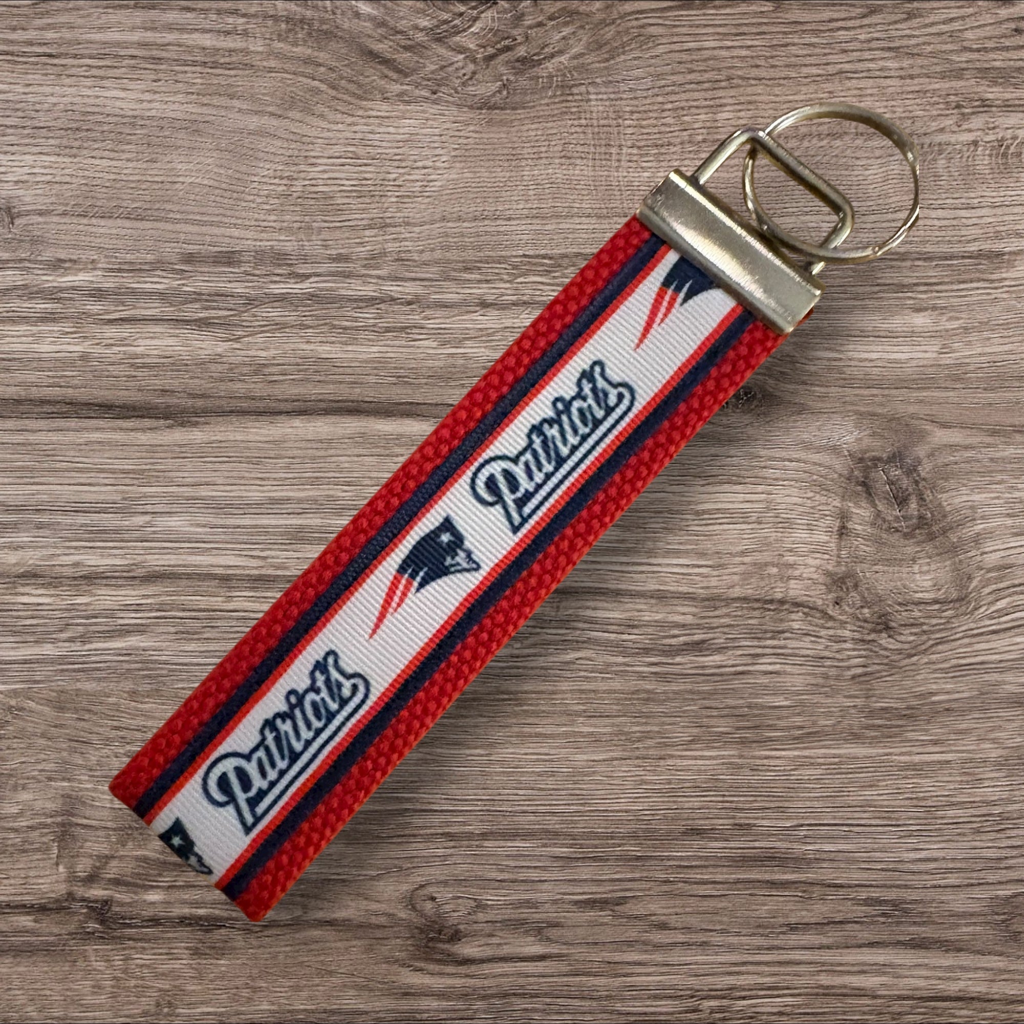 New England Patriots inspired Personalized  Key Fob wristlet  - 2 sizes available   FREE  personalization embroidery -  Football