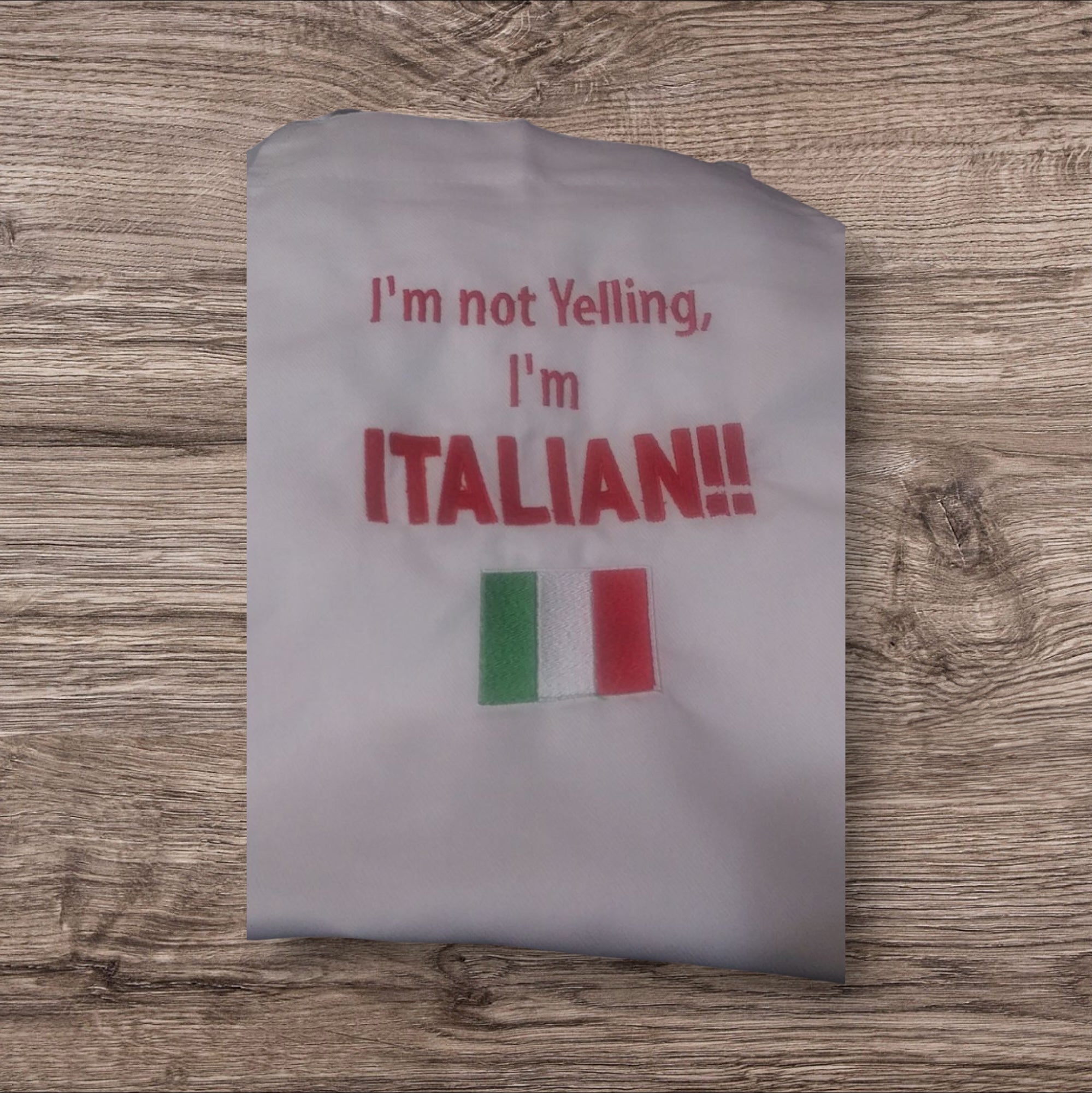 Personalized Italian Embroidered Apron: Funny Italian Gift -  I'm not yelling, I'm Italian - personalized aprons