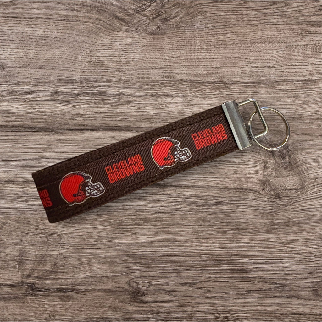 Cleveland Browns inspired Personalized  Key Fob wristlet  - 2 sizes available   FREE  personalization embroidery -  Football