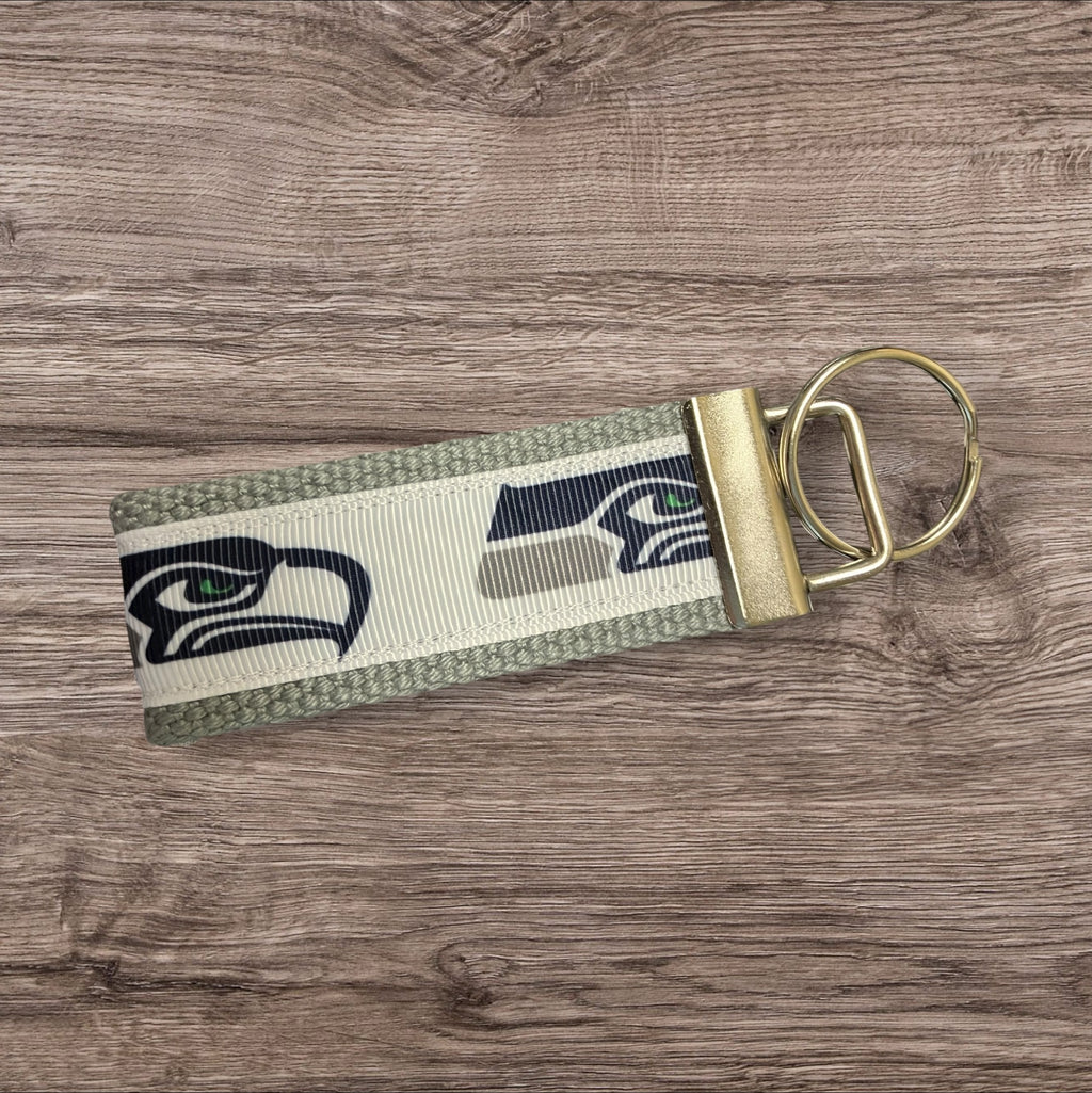 Seattle Seahawks inspired Personalized  Key Fob wristlet  - 2 sizes available   FREE  personalization embroidery -  Football